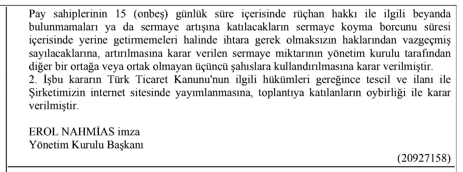 Yönetim Kurulu Kararı Devamı